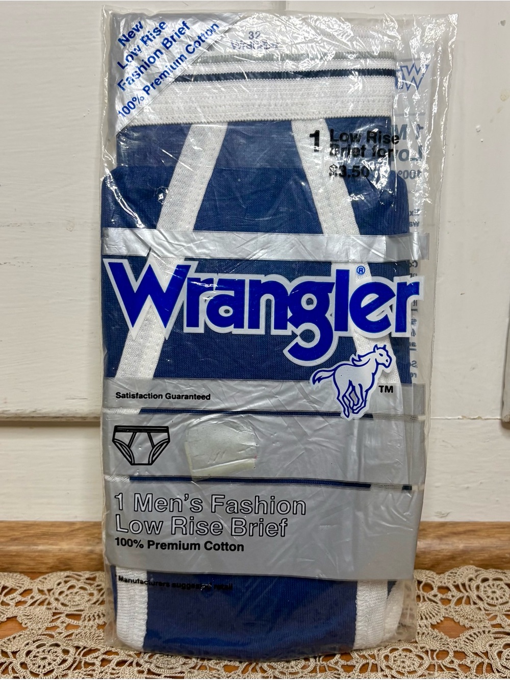 Vintage 70s 80s Wrangler Navy Blue Low Rise Brief Mens Underwear Cotton